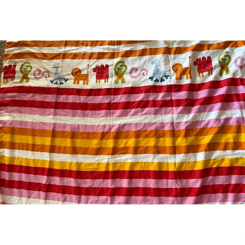 Vintage IKEA Barnslig Rand Animal Stripe Twin Duvet Cover Case 2 PC Orange Pink